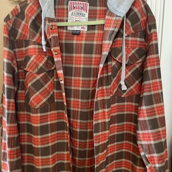 Jared Orandeno and Brown Hooded Men’s Flannel Shirt XL - Picture 7 of 11